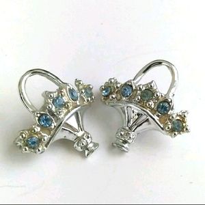 VINTAGE Blue Rhinestone Rhodium Pl Scatter Pins